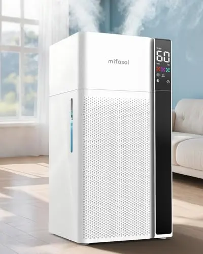 mifasol Humidifier Large Room, 5.3Gal/20L Whloe House Humidifiers for Home, Quickly & Evenly Humidify Larger Areas,Dual Mist Nozzles and Atomizers, Plant/Commercial/Greenhouse/Office, White