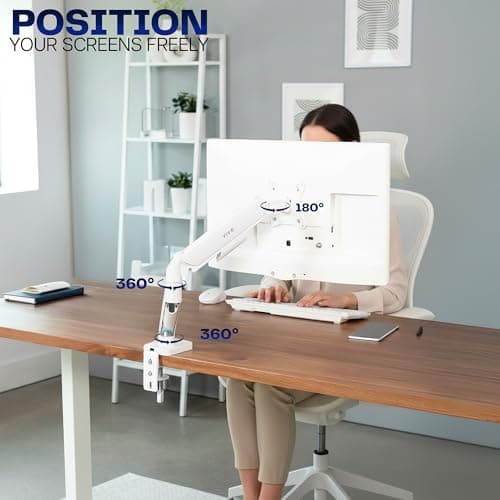 VIVO Single Monitor Stand, Fully Adjustable Arm for 17 to 32 inch Screen, Mechanical Articulating Desk Mount, Gaming and Office Setups, VESA 75x75, 100x100, Max 19.8 lbs, Classic, White, STAND-V001OW 5