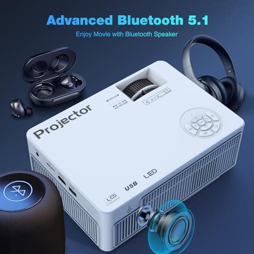 Native 1080P Projector with 5G WiFi Bluetooth, 4K Supported Home Projector, Portable Outdoor Projector with Max 300" Display, Movie Projector Compatible with TV Stick, HDMI, Phone 6
