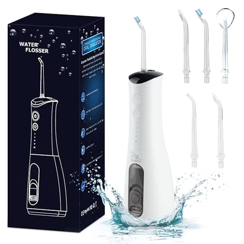 Water Flosser - Portable Cordless Rechargeable Water Dental Flosser for Teeth and Braces with 4 Modes, 5 Tips, 300 ml Capacity, and 90 Sec AutoShut-Off Feature