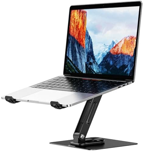 BESIGN LS12 Laptop Stand with 360° Rotating Base, Ergonomic Adjustable Notebook Holder, Riser Holder Computer Stand Compatible with Air, Pro, Dell, HP, Lenovo More 10-14" Laptops (Black)