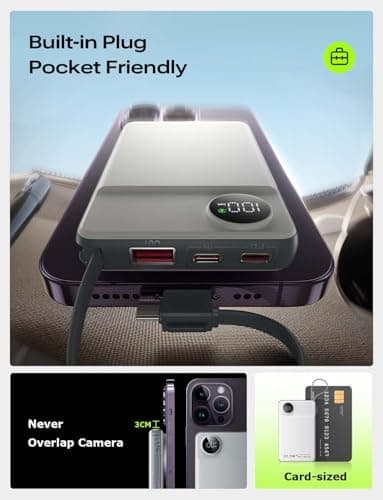 LISEN Magsafe Power Bank for iPhone [22.5W Built-in Cable] Magnetic Phone Charger 10000mAh Portable Wireless Power Bank Fast Charging for Apple Magsafe Battery Pack Fits iPhone/Watch/iPad All 5