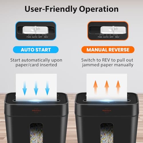 VidaTeco Paper Shredder for Home Use 6-Sheet Cross-Cut Shredder,Also Shred Card/Clip/Staple,P-4 Higher Security,Small Document Shredding Machine for Office,Heavy Duty with Jam Proof,3.04-Gal Bin 5