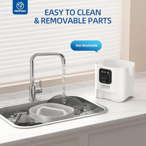 PAPIFEED Automatic Cat Feeder 6L 2.4G WiFi Smart Pet Feeder with Camera & Two-Way Audio, Adjustable Angle, Easy to Clean Detachable Feeding Schedule 1-10 Meals Per Day for Cats & Small Dogs - White 7