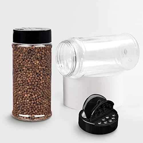 RoyalHouse 6 Pack 16 Oz Plastic Spice Jars with Black Cap, Clear and Safe Plastic Bottle Containers with Shaker Lids for Storing Spice, Herbs and Seasoning Powders, BPA Free, Made in USA 7