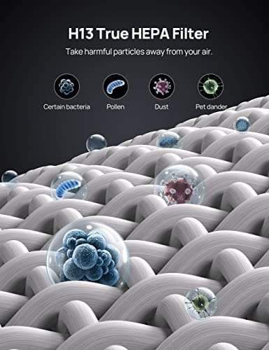 DREO Air Purifiers Filter Replacement for Macro Max S, with 3-in-1 Filter, High-Efficiency Activated Carbon, Removes 99.985% of Pets Hair Particles Dust Smoke Pollen 6