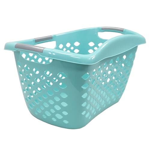 1.8 Bushel Plastic Laundry Basket - Hip Grip Handle, Teal - Perfect for Adult/Tween in Bedroom, Dorm & Laundry Room
