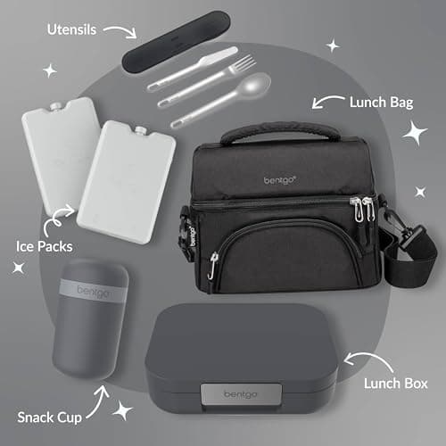 Bentgo Modern - Adult & Teen Bento Lunch Box; 3-4 Compartments, Leak-Resistant, 5.5 Cup Capacity/44 fl oz, Improved Locking Clips, Reusable, BPA-Free, Dishwasher/Microwave Safe Tray (Dark Gray) 7