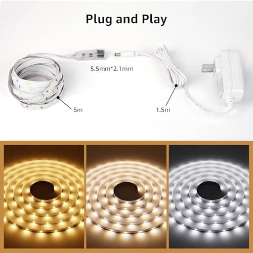 Lepro LED Tunable White Strip Light, Warm to Cool White, 16.4ft Dimmable Bright LED Tape Lights, 300 LEDs 2835, Strong 3M Adhesive, Not Cuttable, Suitable for Christmas Decorations, Home, Bedroom 7