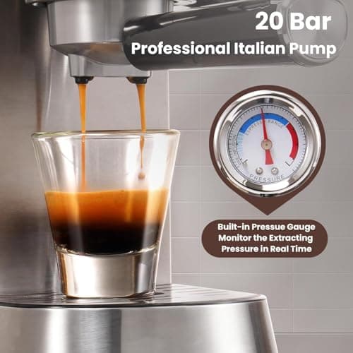 Gevi Commercial Espresso and Coffee Makers, Professional 20 Bar Espresso Maker with Milk Frother, Stainless Steel Expresso Coffee Machines for Home, Compact Cappuccino Machine, Great Gift 6