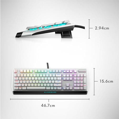 Alienware Tenkeyless Gaming Keyboard - AW420K - Lunar Light - Wired, Programmable, Cherry MX Red, USB, AlienFX RGB / 16.8 Million Colours 7