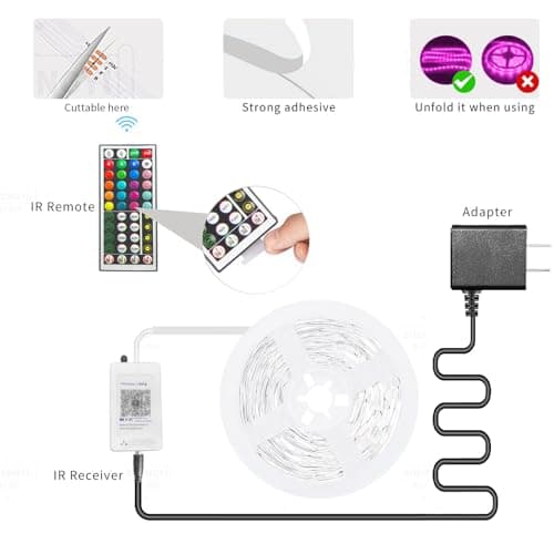 KSIPZE Led Lights for Bedroom 50ft Led Strip Lights with Remote RGB Color Changing Music Sync Smart App Control for Room Bedroom Lighting Flexible Home Décor 5
