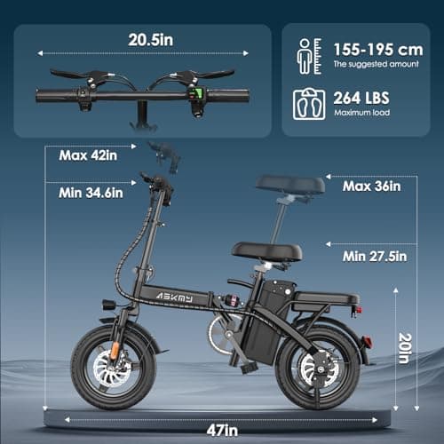 REOCRO Folding Electric Bike for Adults and Teens, 700W Peak Motor, 14" Commuter City E Bike with 30-35 Miles PAS Range, Electric Bicycle with 48V Removable Battery, Foldable Mini Ebike 9