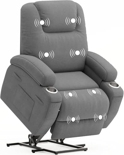 Flamaker Power Lift Chair Massage Recliner Chairs for Elderly - Ergonomic Design with Cup Holders & Side Pockets, Remote Control (Gray)