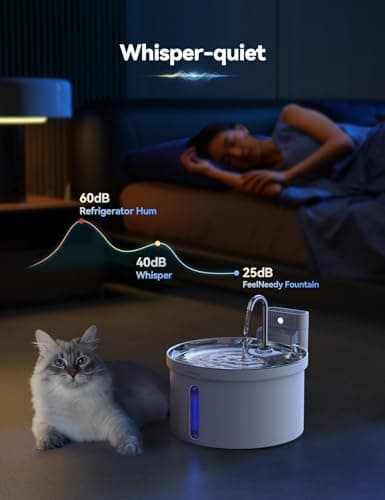 Wireless Cat Water Fountain [Water & Battery Separation] FEELNEEDY Automatic Pet Water Dispenser with Motion Sensor, 3.5L/118oz 4000mAh Battery Operated Water Fountains for Cats Dogs 7