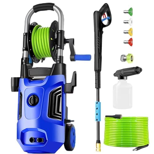 Commowner Electric Pressure Washer 4800 PSI 4.0 GPM Power Washers Electric Powered with with 33ft Pressure Hose, 4 Nozzle and Foam Cannon, Powerwashers for Home, Cars, Patio, Upgraded Dark Blue