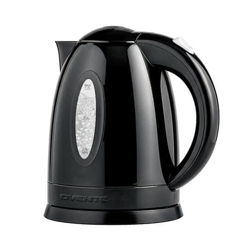 OVENTE Electric Kettle, 1.7L Fast Boiling Water Heater for Coffee or Tea, BPA Free with Water Level Gauge, Auto Shut-Off, Boil-Dry Protection, Indicator Light and Removable Filter, Black KP72B