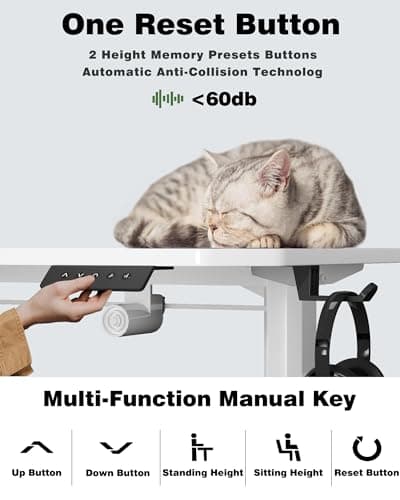 Shahoo Electric Standing Desk 63 Inch, Ergonomic Height Adjustable Table with T-Shaped Metal Bracket Modern Computer Workstations for Home Office, White, 63 x 24 Inches 6