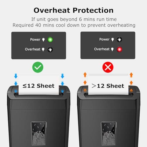 Bonsaii 12-Sheet Cross Cut Paper Shredder, 5.5 Gal Home Office Heavy Duty Shredder for Paper, Credit Card, Mail, Staples, with Transparent Window, High Security Level P-4 (C275-A) 6