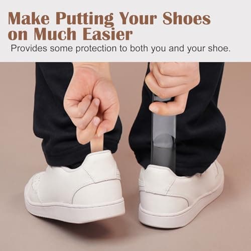 Teepacioka Plastic Shoe Horn, 2-Pack Short Shoe Helper for Home Travel Use, for Seniors, Kids, Women, Men, 7.5 in (Black) 6