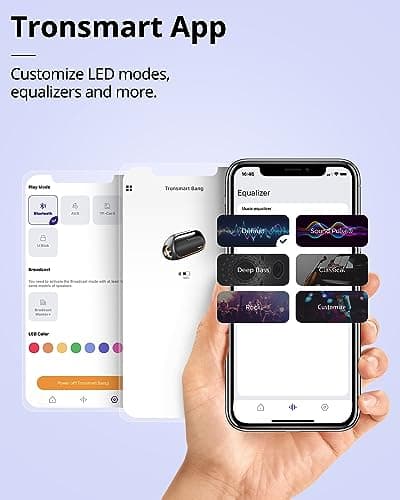 Tronsmart Upgraded Bang 60W Bluetooth Speakers with Subwoofer, IPX6 Waterproof Loud Bluetooth Speaker with 7 Color Light, 15H Playtime, Custom EQ, Portable Speaker with Handle for Outdoor, Party 6