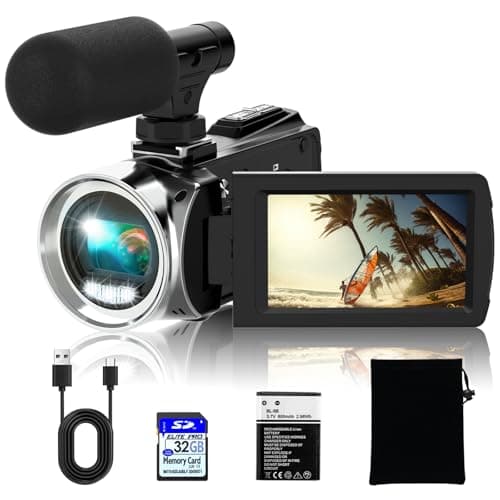 Rawiemy Video Camera Camcorder HD 2.7K 36MP Video Recorder Camera Vlogging Camera for YouTube Video Camera Camcorders for Kids with 3.0" LCD Screen and 32G SD Card