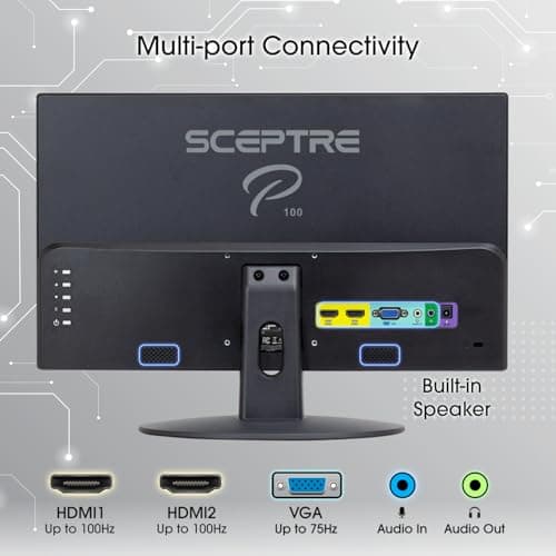 New! Sceptre 22 inch Prime Monitor 100+Hz 100% sRGB HDMI x2 VGA Build-in Speakers, Machine Black 2026 (E225W-19203R Series) 5