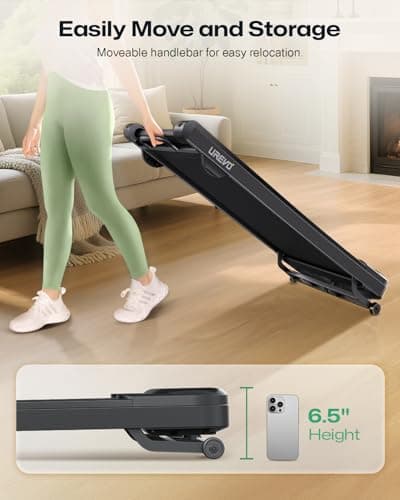 Smart Treadmill with 9% Auto Incline, Hiking and Running Walking Pad Treadmills for Home Office, Treadmill with UREVO APP, AI Powered Music Course, HIIT Programs Synced to Scenic Route, One-Click Mute 8