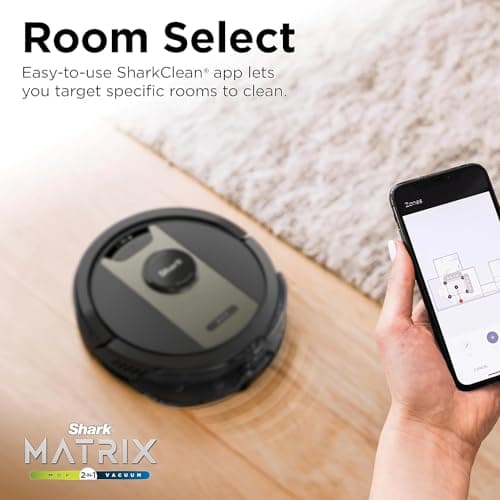 SHARK Shark RV2410WD IQ 2-in-1 Robot Vacuum & Mop with Matrix Clean & Sonic Mopping, Perfect for Pet Hair, Carpets, Hard Floors, Compatible with Alexa, Black/Gold, No Self-Empty Base (Renewed) 7