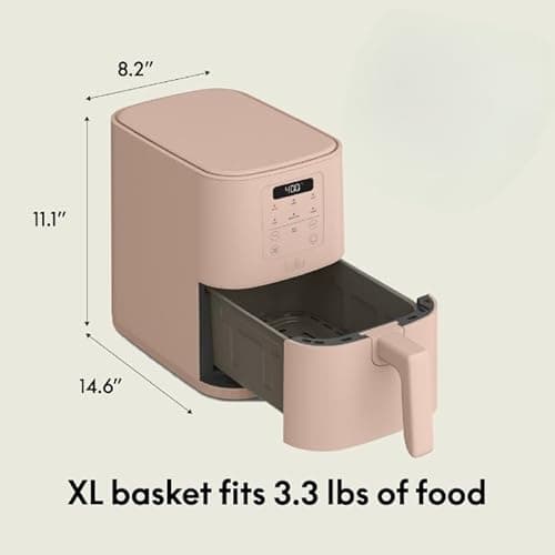 bella 4Qt Slim Air Fryer, Fits-anywhere™ Kitchenware, EverGood™ Ceramic Nonstick Coating, Adjustable Temperature, 6 Preset Cooking Options, 60 Min Auto Shutoff w Audible Tone, 3.3lb Capacity, Blossom 7