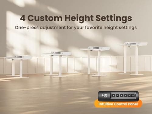 ErGear Electric Standing Desk with Drawers, 48″ x 24″ Gaming Table Compatible Monitor Stand, Stand up Desks, Home Office Height-Adjustable Desk with Storage Shelf, 4 Preset Heights, White 8