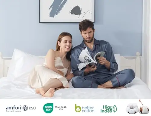 HOMTEC Pillow Cases, King Size Cotton Percale Weave Pillowcases, Pre-Shrunk Breathable and Hypoallergenic Pillowcases, Set of 2 (2 Piece King 20 Inch x 40 Inch, White) 5