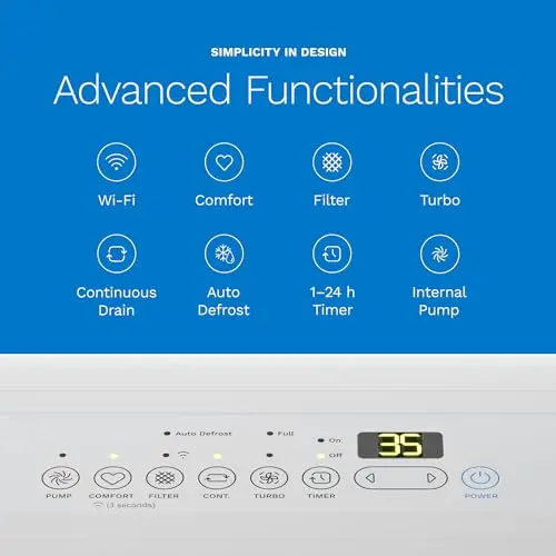 hOmeLabs Dehumidifier for Home, Office, Basements with Powerful Moisture Removal, Humidity Control, Auto Shut-off, Quiet Operation - 7,500 Sq Ft Wi-Fi with Pump (50 Pint MAX 120 Pint at 95°F, 90% RH) 5