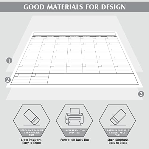 Large Dry Erase Calendar for Wall - Undated 1 Month Big Wall Calendar, 40" x 30", Erasable & Reusable Laminated Calendar Max with 8 Round Stickers, Great Layout Wall Calendar Dry Erase for Home, Office and School 6