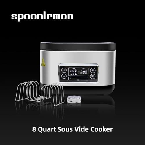 SPOONLEMON Sous Vide Precise Cooker, 8 Quart Stainless Steel Sous Vide Machine with Temperature Control, 6 Preset Shortcuts, LED Touchscreen– All-in-One Sous Vide Cooking Pot for Steak/Poultry/Seafood 7