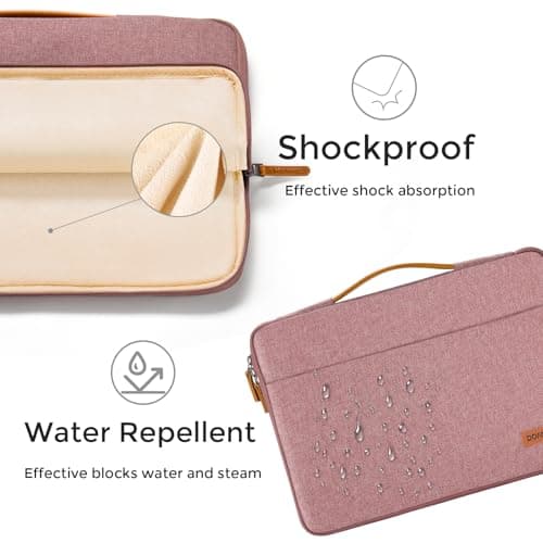 DOMISO 17 inch Laptop Sleeve Protective Case Cover Compatible with 17-17.3 inch HP Dell ASUS Lenovo Chromebook,Waterproof Computer Cases Bag with Handle,Pink 6
