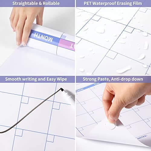 Large Dry Erase Calendar for Wall – Undated Yearly Wall Calendar Dry Erase, 37" x 58", 12-Month Erasable & Reusable Laminated Wall Calendar, Dry Erase Wall Calendar for Home, Office and School 6