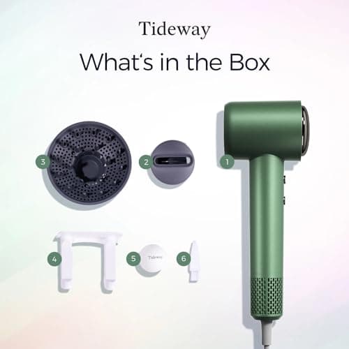 Tideway Hair Dryer Professional High-Speed Ionic Blow Dryer 110,000 RPM, Compact Hair Dryer with Magnetic Diffuser, Fast Drying with Brushless Motor Low Noise Smart Temperature Control-H11 9