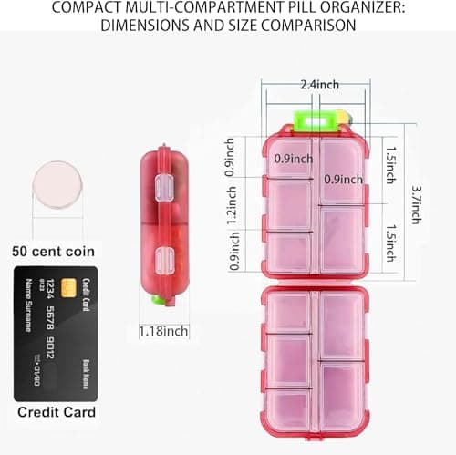 Pill Organizer with Medicine Labels Travel Daily Pill Container Mini Medication Organizer Storage Pill Organizer Travel Essentials Pill Case 7 Day (Pink & 161 Lables) 5