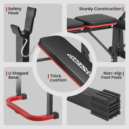 OPPSDECOR Adjustable Weight Bench Set with Leg Developer & Preacher Curl Pad, Full Body Workout Bench Press Set with Squat Rack for Home Gym Fitness, Standard Strength Training Bench 6