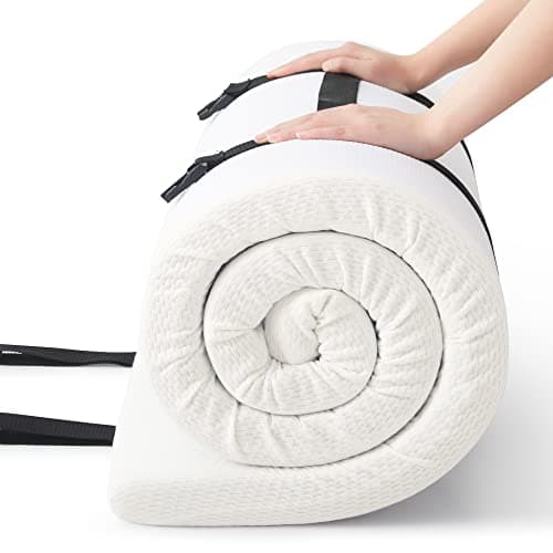 Jamdok 2Inch Cot Mattress Topper,Narrow Twin Foam Mattress for Camping Cot,Sofa Bed,Pull Out Chair Cushion,Portable,Roll Up Surpportive Sleep Pad(75 x 30)