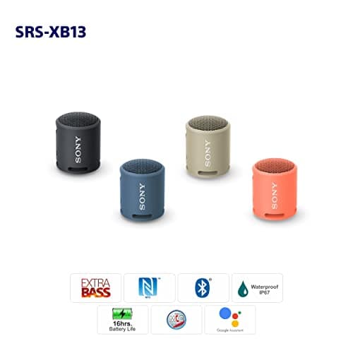 Sony SRSXB13/B Extra Bass Portable Waterproof Speaker with Bluetooth, USB Type-C, 16 Hours Battery Life 12