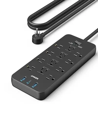 Anker Power Strip with 2100J Surge Protector, Outlet Extender, 5ft Extension Cord with Multiple Outlets, 12 AC, 2 USB A,1 USB C Port for 20W, Home Office, Dorm Room Essentials, TUV Listed