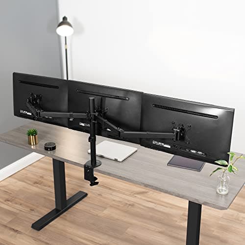 VIVO Triple Monitor Adjustable Desk Mount, Articulating Tri Stand, Holds 3 Screens up to 24 inches, Black, STAND-V003Y 7