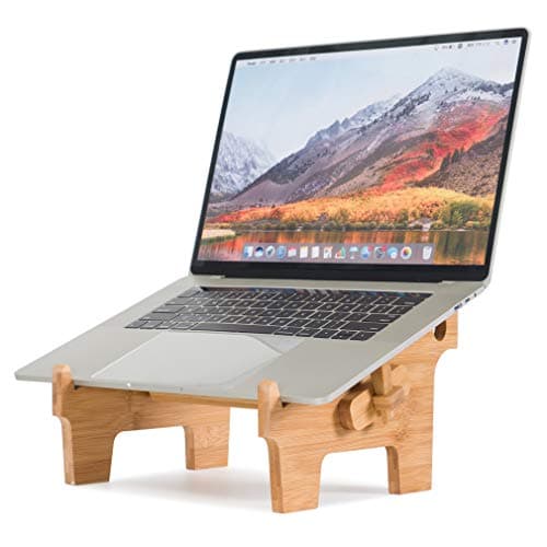 MTWhirldy Laptop Stand Wood, Ergonomic Computer Notebook Riser Holder Foldable Compatible with 12-17inch MacBook Pro Air Mac DELL Acer, Laptop Elevator Cooling Stands for Desk (Bamboo) 7