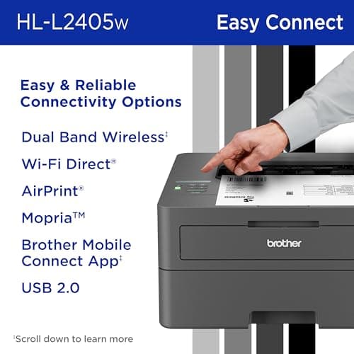 Brother HL-L2405W Wireless Compact Monochrome Laser Printer with Mobile Printing, Black & White Output | Includes Refresh Subscription Trial(1), (Renewed Premium) 6