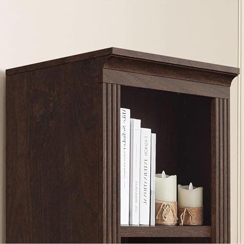 JAHRSTIM Halston Narrow Bookcase, Adjustable Storage Open Display Shelving Unit for Home and Office Space, 15.75”L x 13.78”W x 72.8”H, Dark Cherry 7