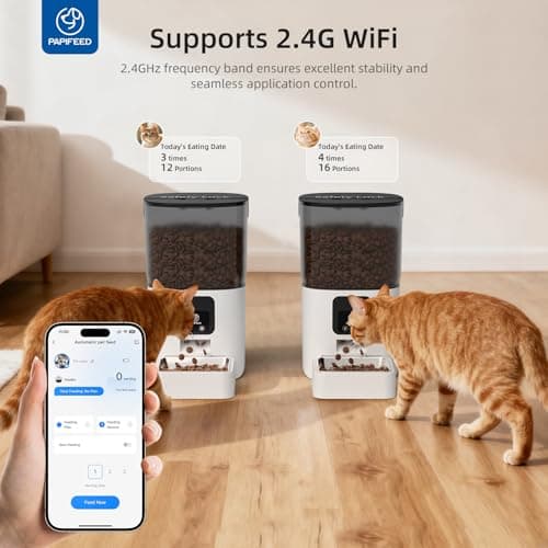 PAPIFEED Smart Automatic Cat Feeders Pet Feeder : WiFi Pet Feeder with APP Control for Remote Feeding, Detachable for Easy Clean,Stainless Steel Bowl,1-10 Meals Per Day for Dog (6L/25Cup) 5
