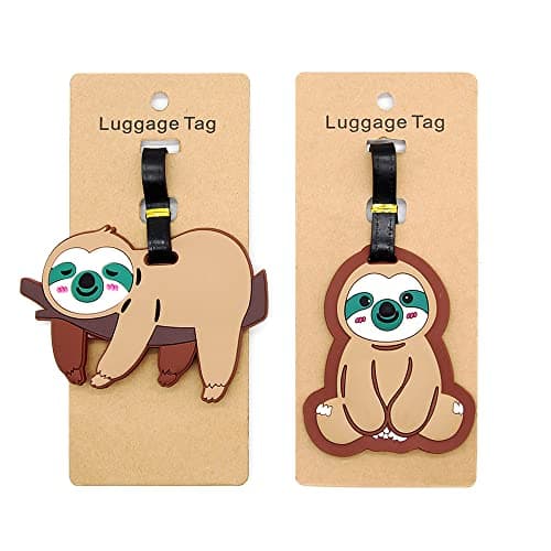 Sloth Luggage Tags for Suitcases 2-Pack Cute Silicone Luggage Tag with Name ID Card Funny Suitcase Label