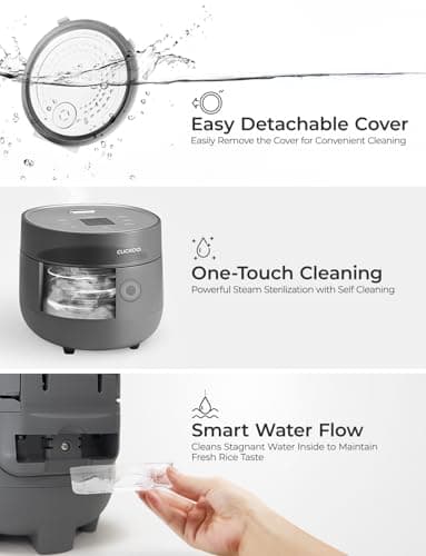 CUCKOO Micom Rice Cooker 3-Cup Uncooked / 6-Cup Cooked with Nonstick Inner Pot, Small Rice Maker with 8 Menu Options, Fuzzy Logic Technology, Auto Clean, Quick Rice Mode, Gray (CR-0375FG) 8